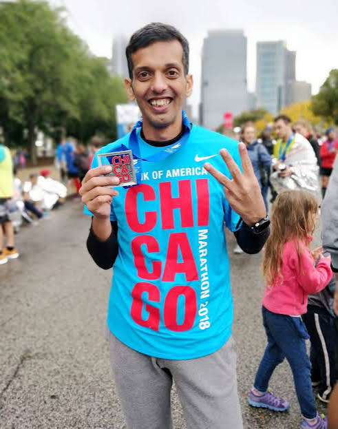 Vijayaraghavan Venugopal at the Chicago Marathon, 2018